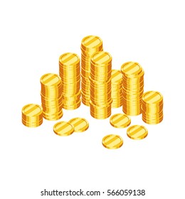 Stacks of gold coins. Treasure. Vector illustration