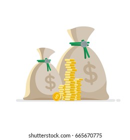 Bag Money Coins Banknotes Cartoon Illustration Stock Illustration ...