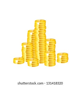 Stacks of gold coins, vector