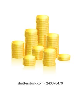 Stacks of gold coins. Vector