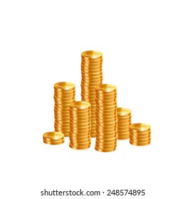 Stacks of gold coins. Vector