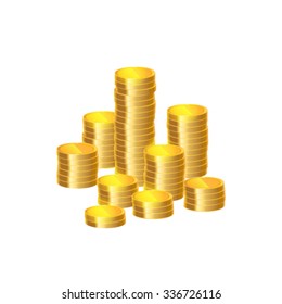 Stacks of gold coins, vector