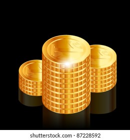 Stacks of gold coins, vector