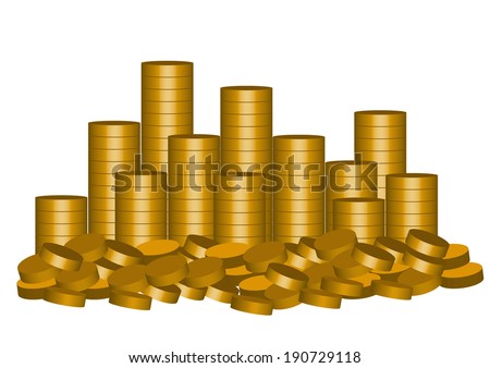Stacks of gold coins, vector 