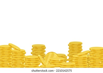 Stacks of gold coins vector background. The concept of enrichment, the accumulation of cash.