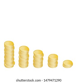 Stacks of gold coins. Vector illustration on white background.