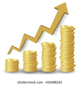 Stacks of golden coins and graph