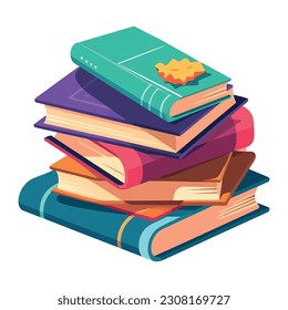 Pilas de literatura y libros de texto para el aprendizaje de íconos aislados