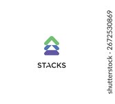 A Stacks logo with layered triangles, great for tech, data, or digital business branding.