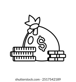 Stacks Of Money Outline Icon, Vector illustration