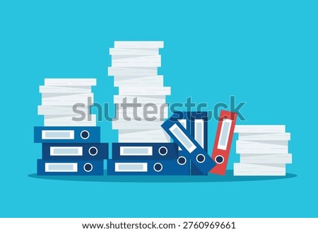 Stacks of Paperwork and Binders vector illustration