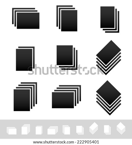 Stacks, piles of papers. Symbol set