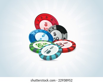 stacks of poker chips in different currency