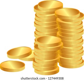 Stacks of shiny gold coins