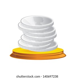 Stacks of silver coins, web design element, computer icon, vector illustration