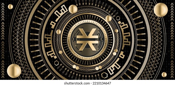 Stacks STX cripto moneda lujosa ilustración de fondo vectorial ornamental dorado
