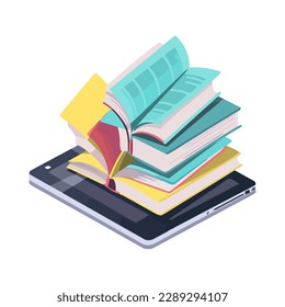 stacks of wisdom book on device icon isolated
