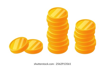 Stacks of yellow golden coins.