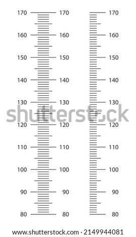 Stadiometer scale with marlup from 80 to 170 centimetres. Kids height chart template for wall growth stickers isolated on white background. Vector graphic illustration. Foto stock © 