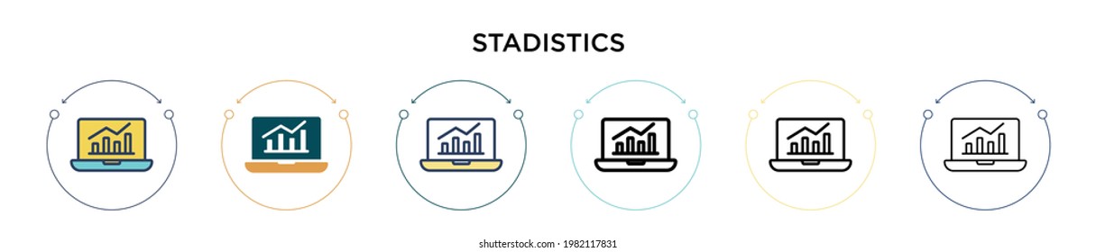 Stadistics icon in filled, thin line, outline and stroke style. Vector illustration of two colored and black stadistics vector icons designs can be used for mobile, ui, web