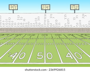 Stadium American football sport graphic color sketch illustration vector