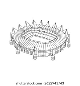 Stadium Architectural Illustration – Black and White Design - Stadium Architectural Design