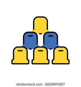 Stadium Bench vector filled outline icon. EPS 10 file