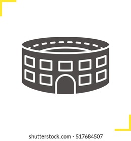 Stadium building icon. Silhouette symbol. Sport arena. Negative space. Vector isolated illustration