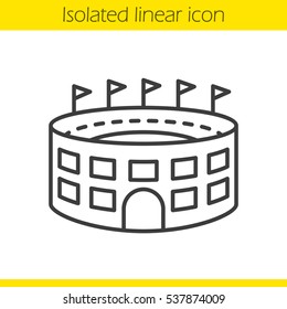 Stadium building linear icon. Thin line illustration. Sport arena contour symbol. Vector isolated outline drawing