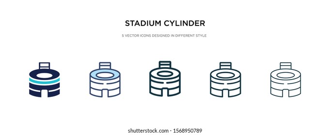 stadium cylinder icon in different style vector illustration. two colored and black stadium cylinder vector icons designed in filled, outline, line and stroke style can be used for web, mobile, ui