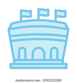 Stadium dual tone blue color, mini illustration icon. use for modern concept, print, UI, UX kit, web and app development. Vector EPS 10, related to entertainment, festival, funfair and hobbies.