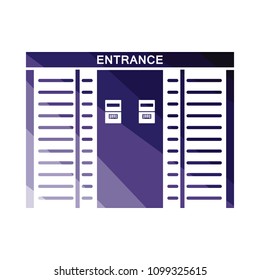 Stadium entrance turnstile icon. Flat color design. Vector illustration.