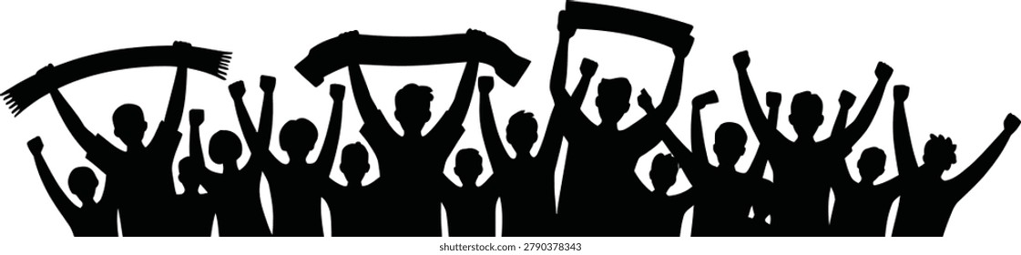 Stadium Fans Celebration Silhouette. Vector illustration