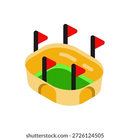 Ilustración de icono plano de estadio y bandera