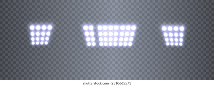 Estroboscópio do estádio conjunto isolado de luzes estroboscópicas de LED para palco de iluminação, estádio, pódio, apresentações publicitárias.	
