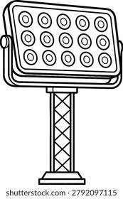 Stadium floodlight sport lighting vector illustration with floodlight lighting football competition tournament infrastructure professional electricity illustration isolated industrial