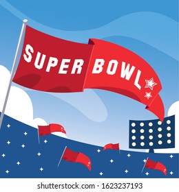 stadium of football american with flag red vector illustration design