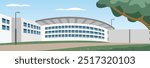 Stadium gate illustration. Stadium building. Football arena. Colosseum, Park, Circus, Ballpark, Arena, Gymnasium, Gym, Dome. Gymnasium gate. Stadium entrance. 