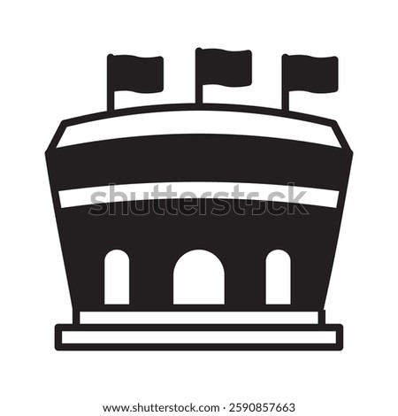 Stadium glyph, mini illustration icon. use for modern concept, print, UI, UX kit, web and app development. Vector EPS 10, related to entertainment, festival, funfair and hobbies.