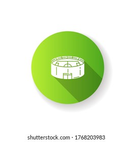 Stadium green flat design long shadow glyph icon. Sporting arena for baseball championship. Competition match. Basketball league game. Play public match. Silhouette RGB color illustration