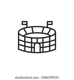 stadium icon black and white vector outline sign