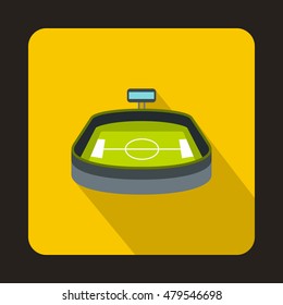 Stadium icon in flat style with long shadow. Championship symbol vector illustration