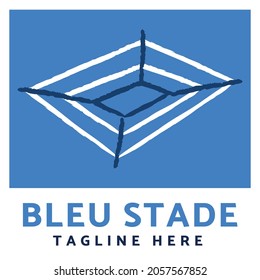 Stadium icon logo blue color simple style.