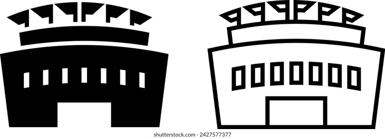stadium icon, sign, or symbol in glyph and line style isolated on transparent background. Vector illustration