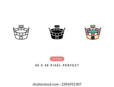 Stadium Icon. Sport Venue Arena Pictogram Graphic Illustration. Isolated Simple Line Icon For Infographic, App and Web Button.