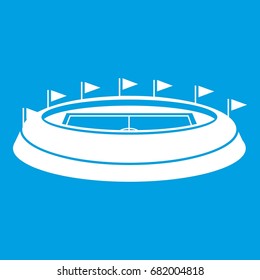 Stadium icon white isolated on blue background vector illustration
