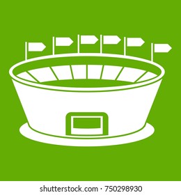 Stadium icon white isolated on green background. Vector illustration