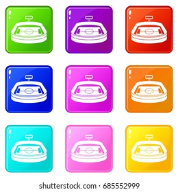 Stadium icons of 9 color set isolated vector illustration
