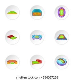 Stadium icons set. Cartoon illustration of 9 stadium vector icons for web