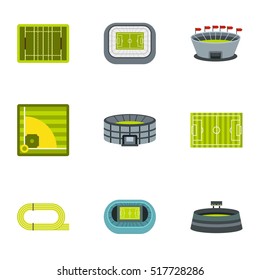 Stadium icons set. Flat illustration of 9 stadium vector icons for web